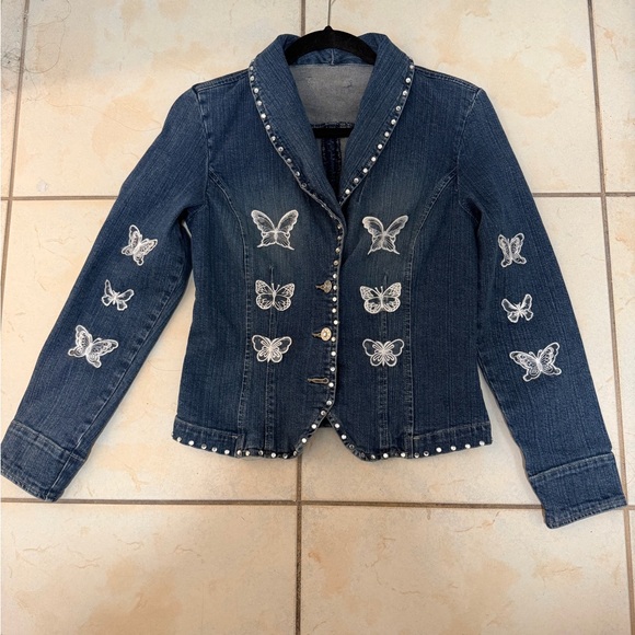 Upcycled Butterfly Denim Jacket - Picture 2 of 4